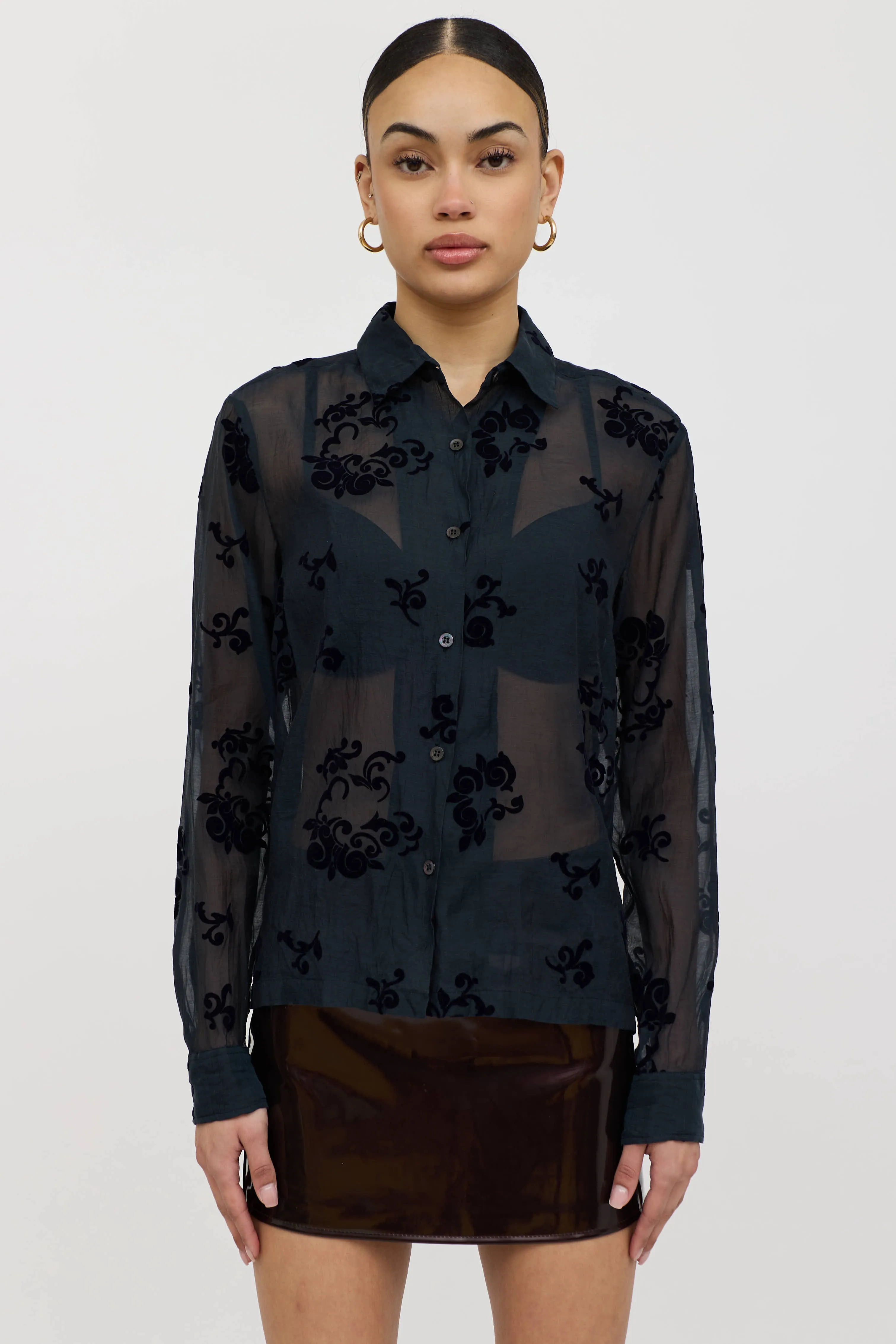 Flocked Paisley Shirt sold by VSP Consignment