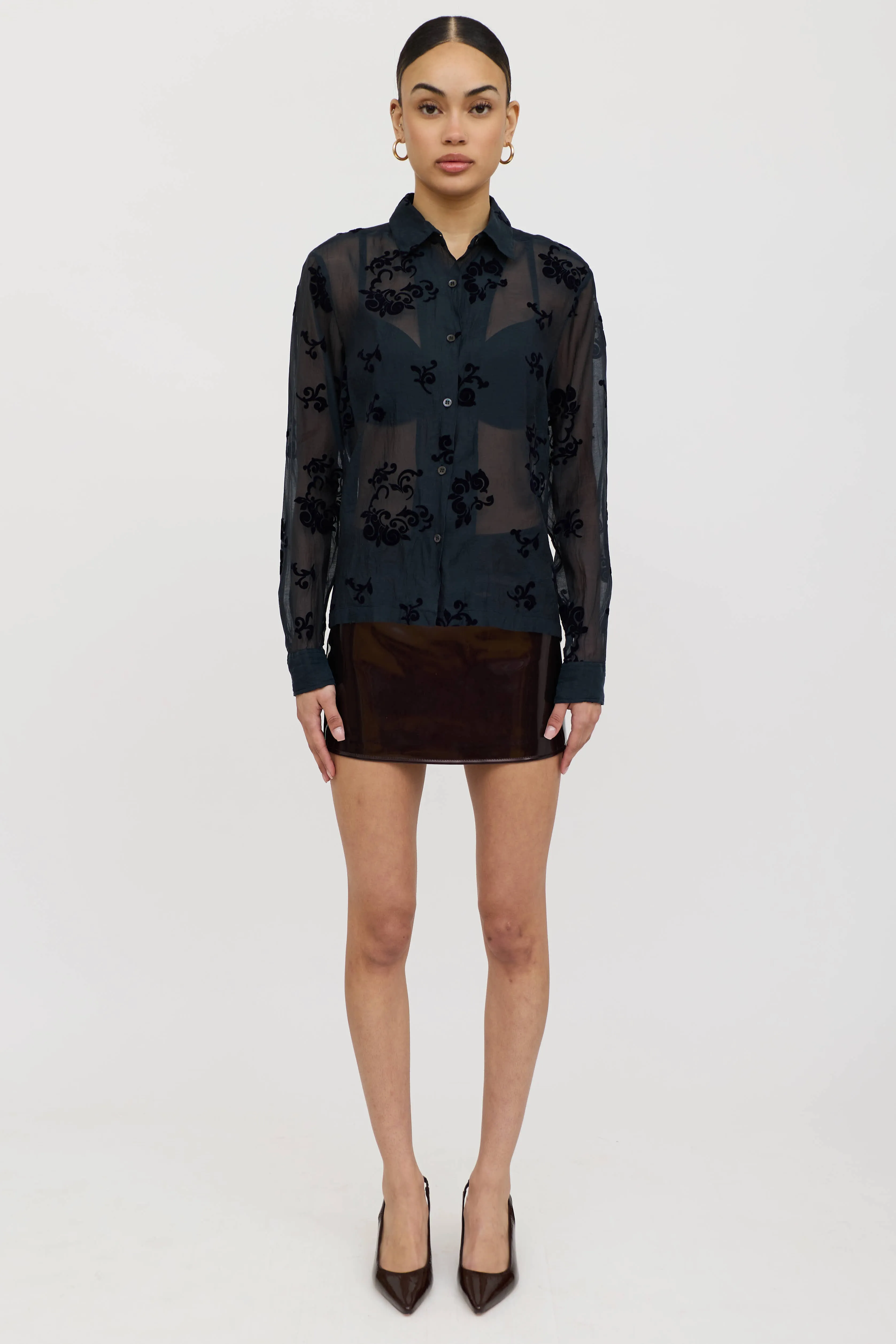 Flocked Paisley Shirt sold by VSP Consignment product image thumbnail 2