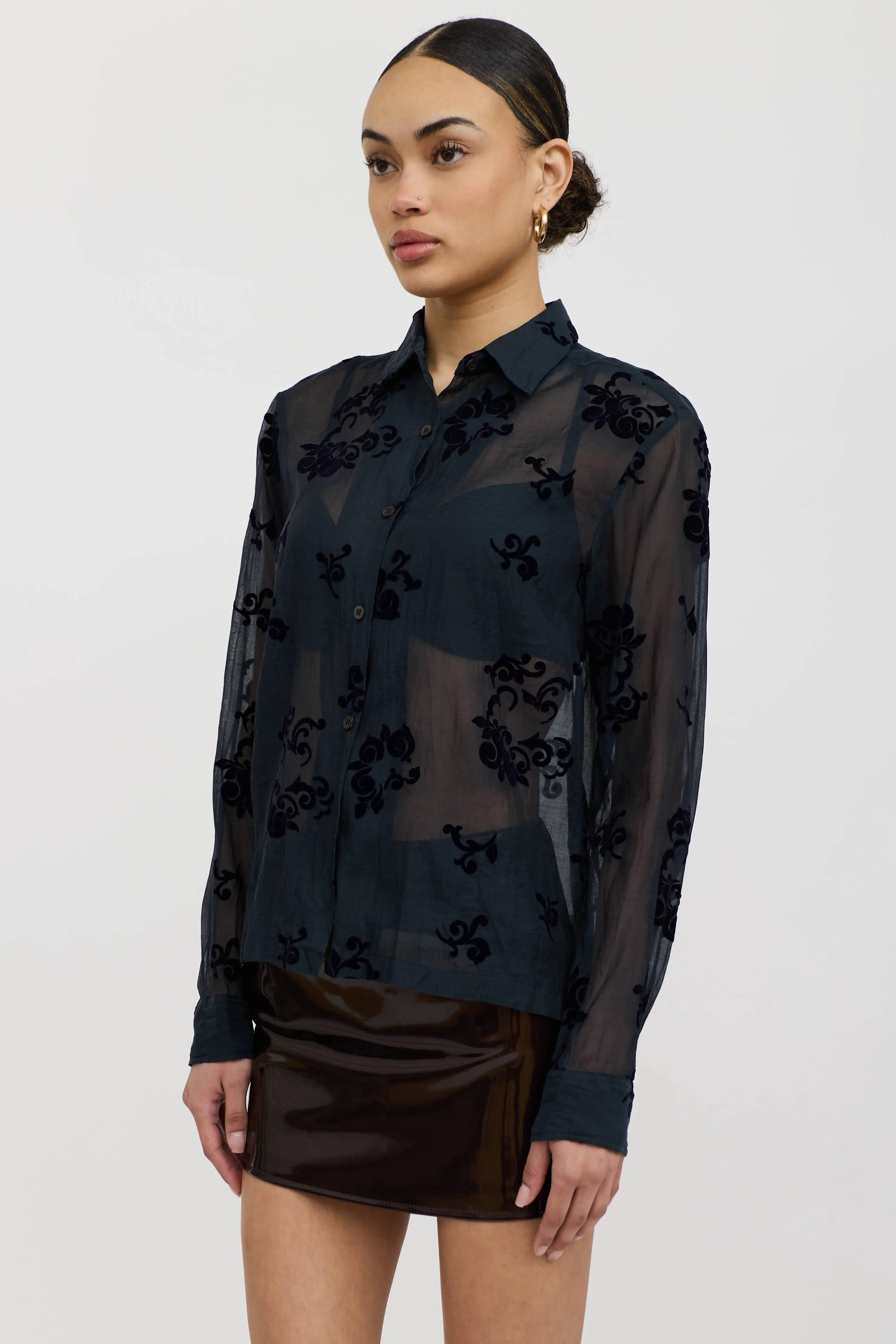 Flocked Paisley Shirt sold by VSP Consignment product image thumbnail 3