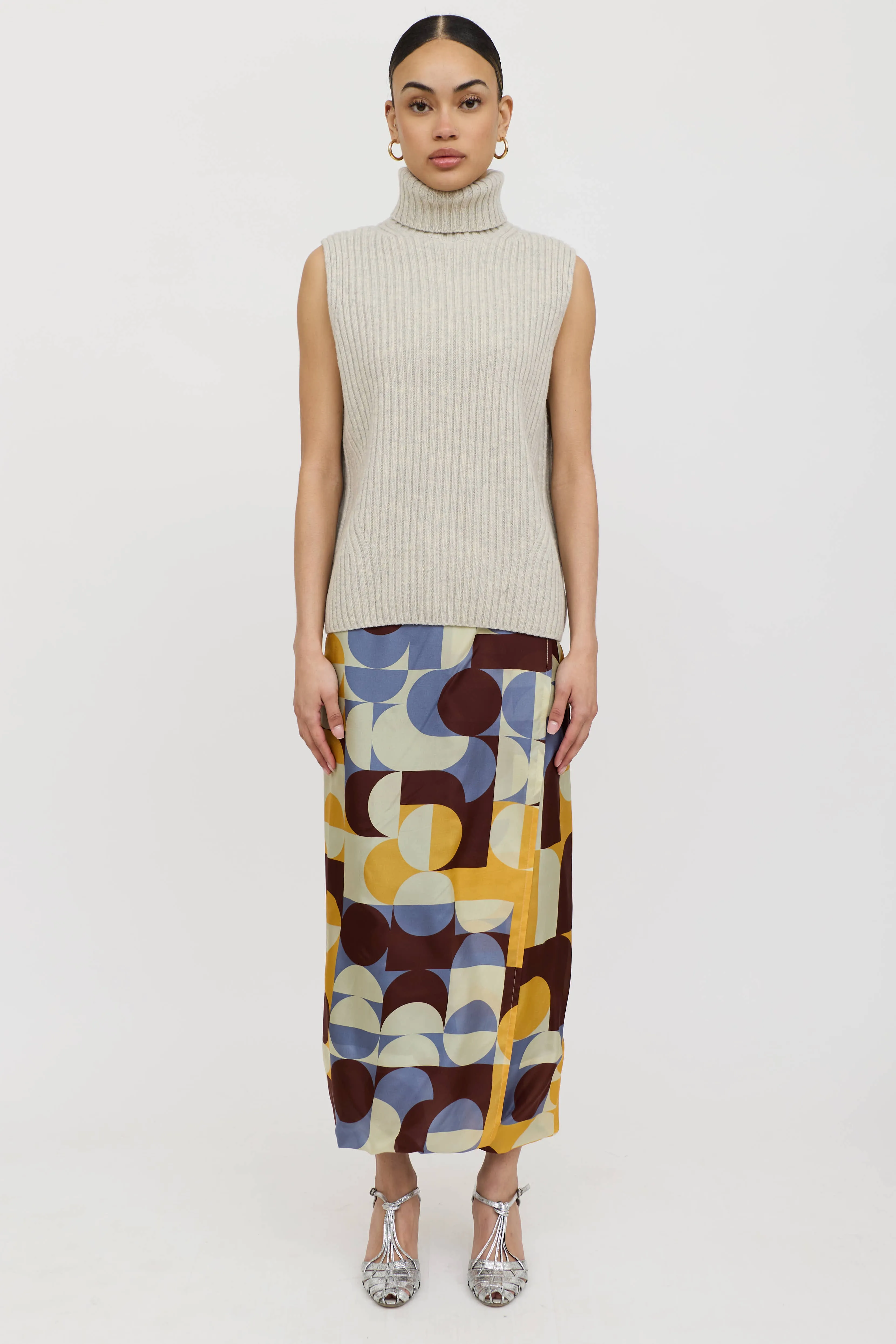 Silk Geometric Wrap Skirt sold by VSP Consignment product image thumbnail 2