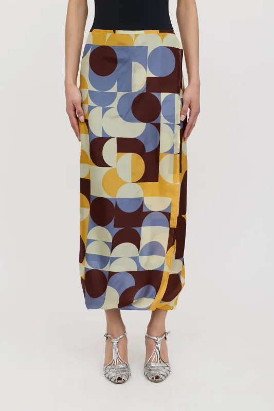 Silk Geometric Wrap Skirt made by Dries Van Noten