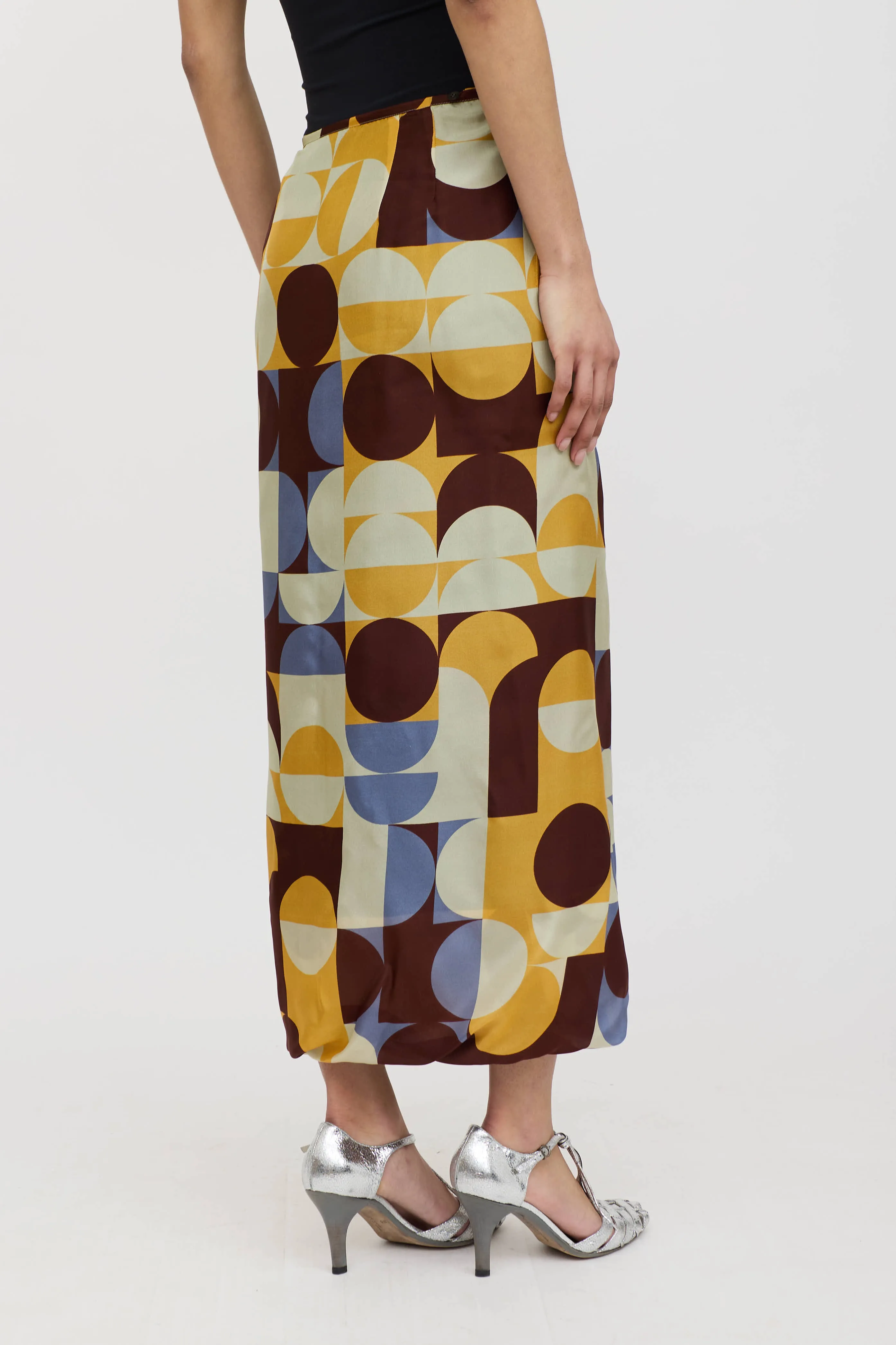 Silk Geometric Wrap Skirt sold by VSP Consignment product image thumbnail 4