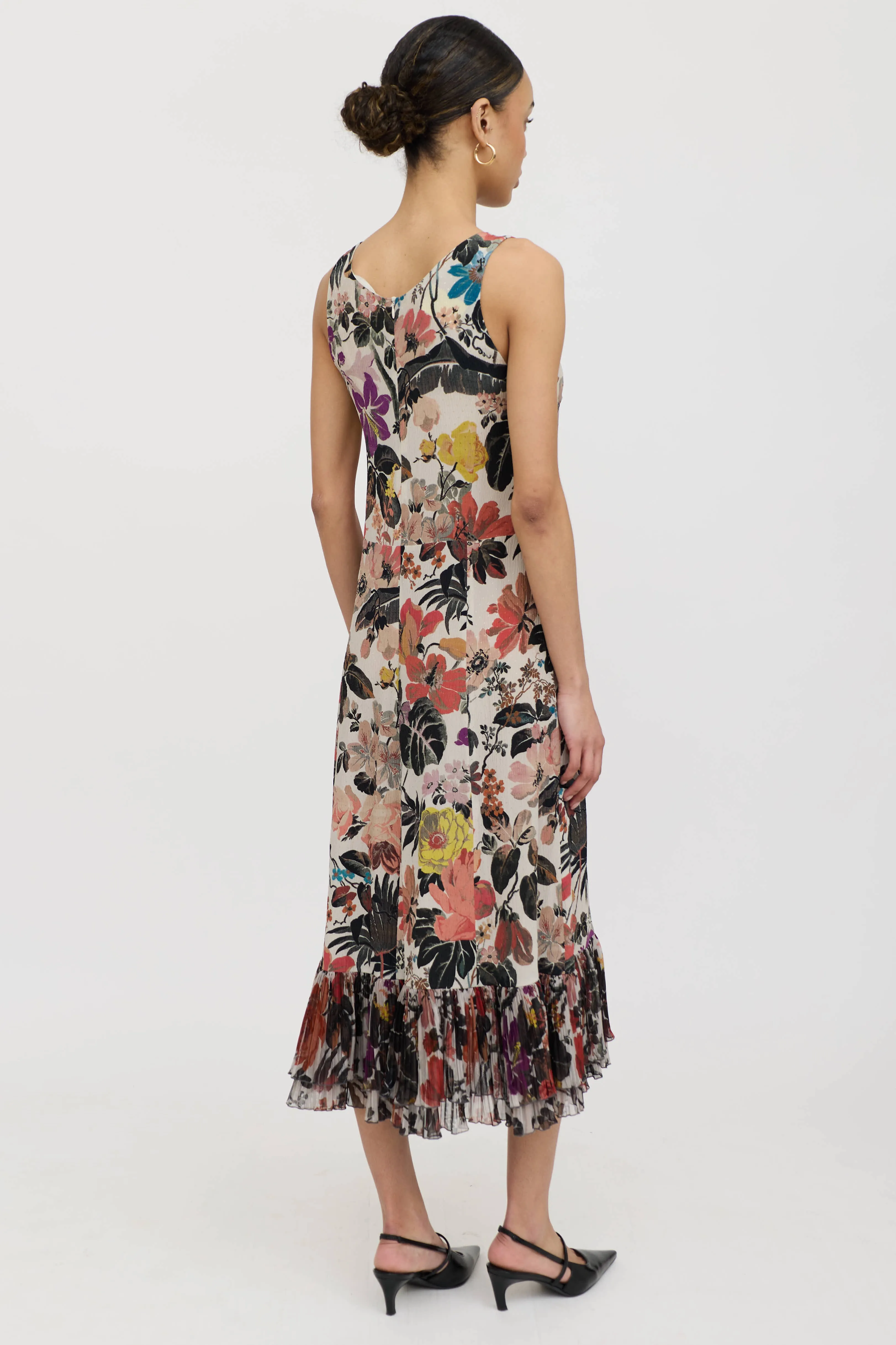 Silk Floral Pleated Dress sold by VSP Consignment product image thumbnail 4