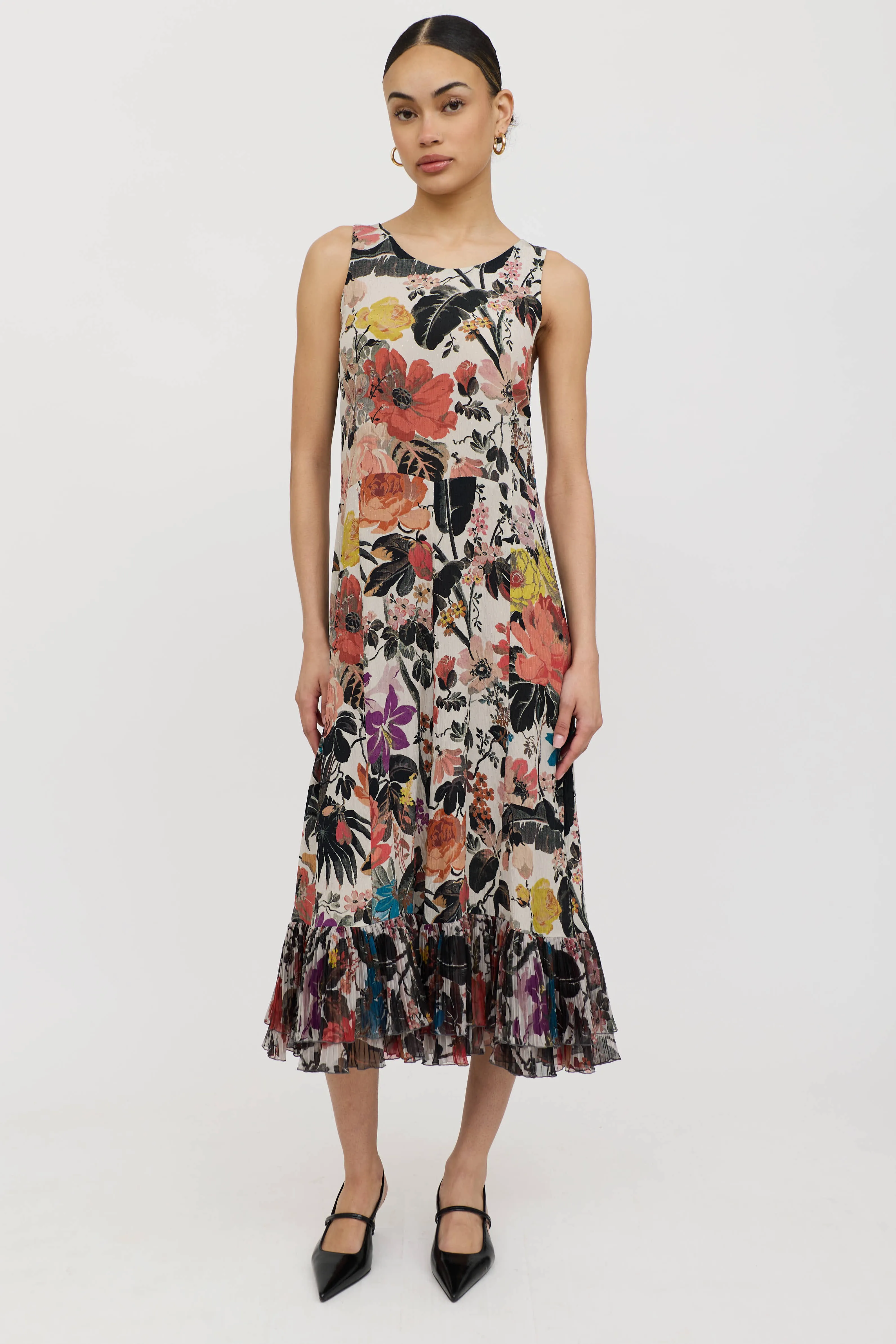 Silk Floral Pleated Dress sold by VSP Consignment product image thumbnail 5