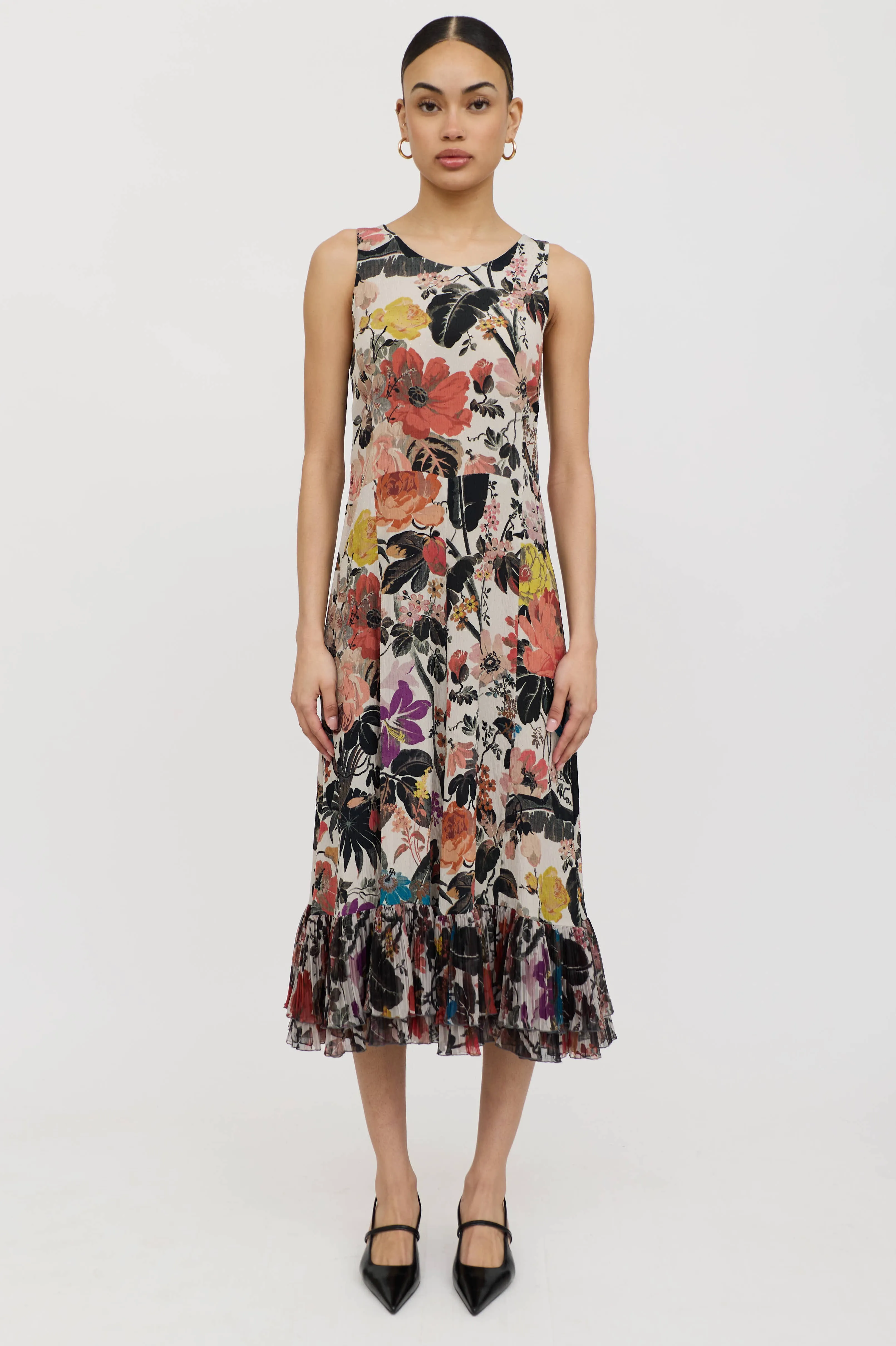 Silk Floral Pleated Dress sold by VSP Consignment