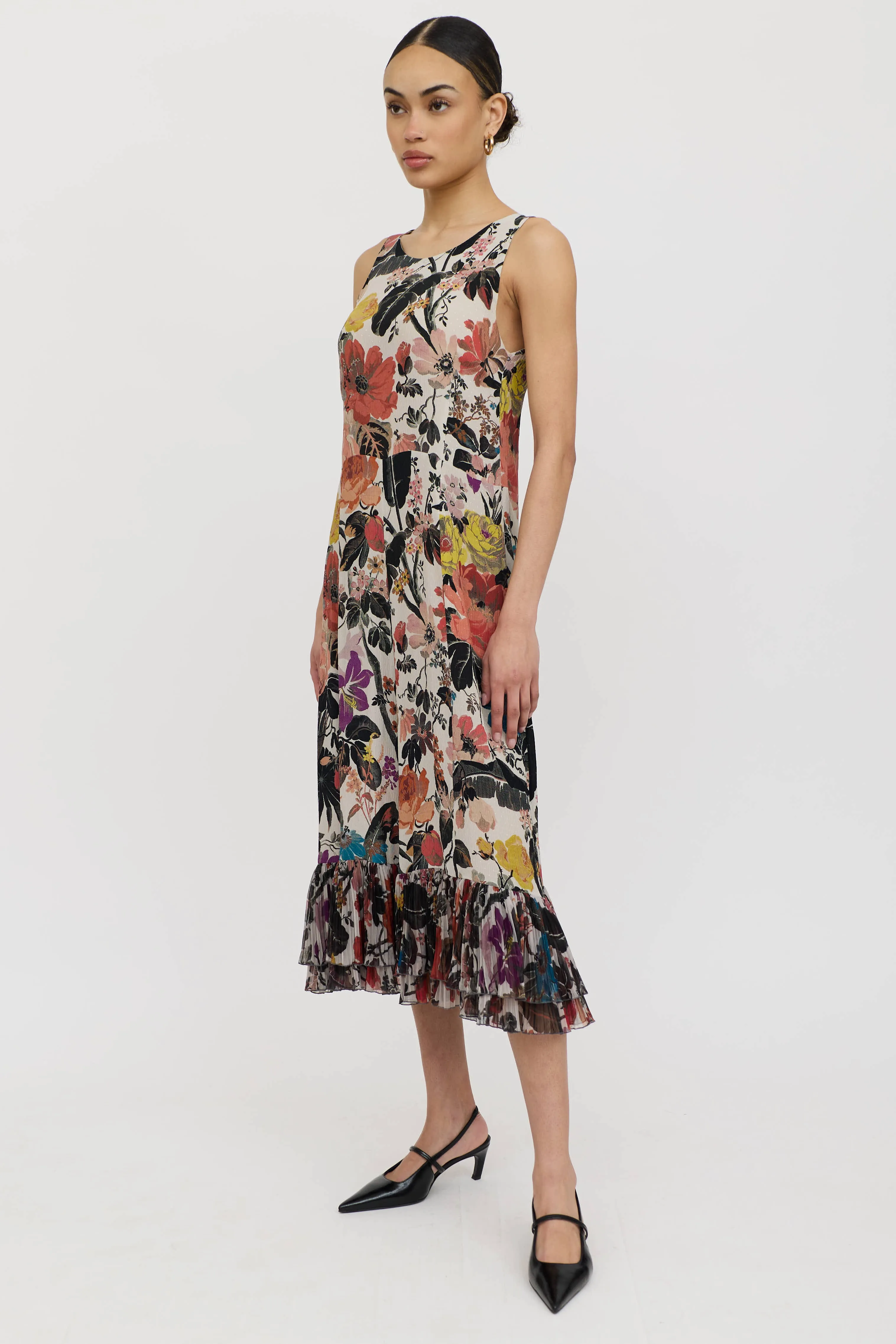 Silk Floral Pleated Dress sold by VSP Consignment product image thumbnail 3