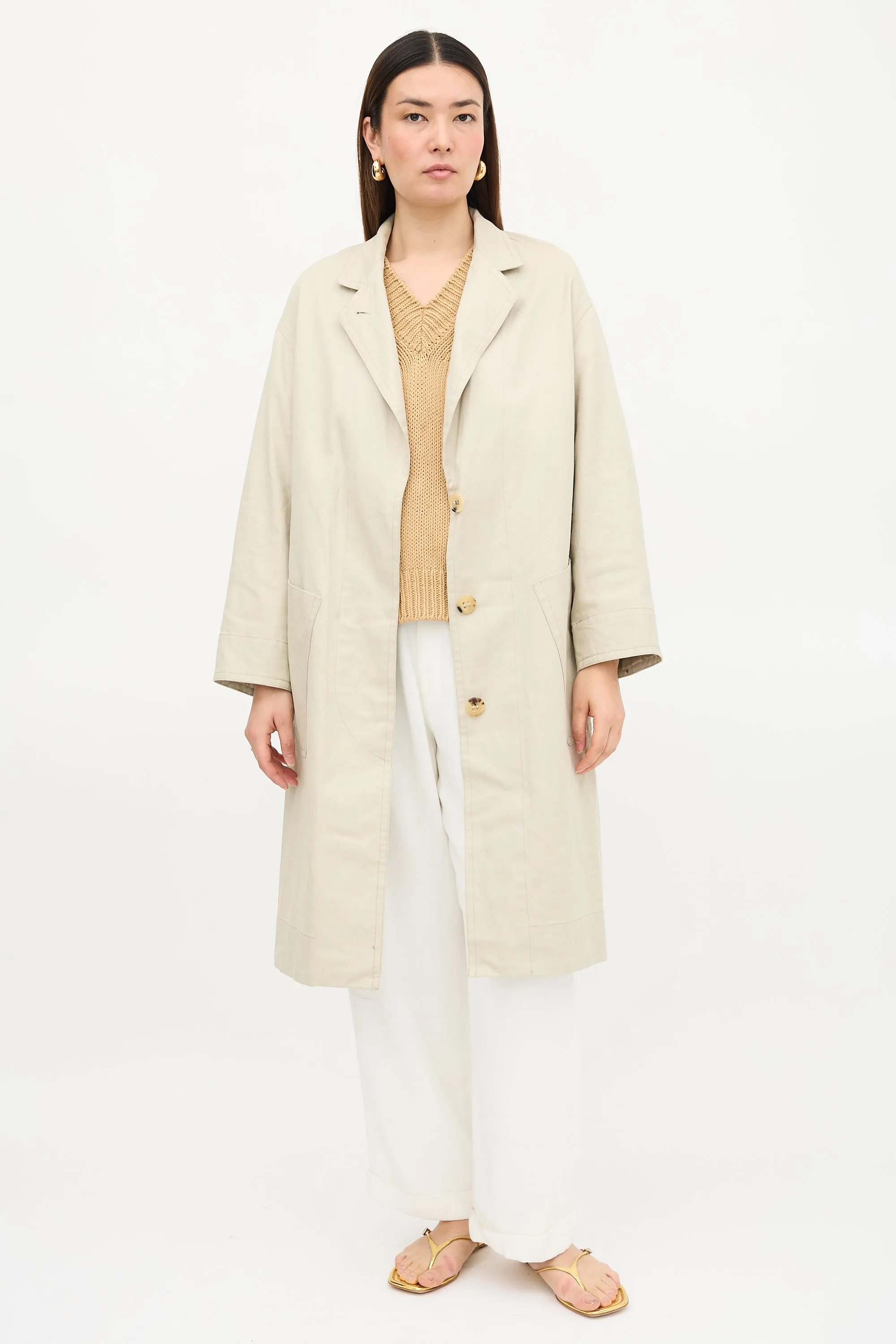 Linen Blend Trench Coat sold by VSP Consignment