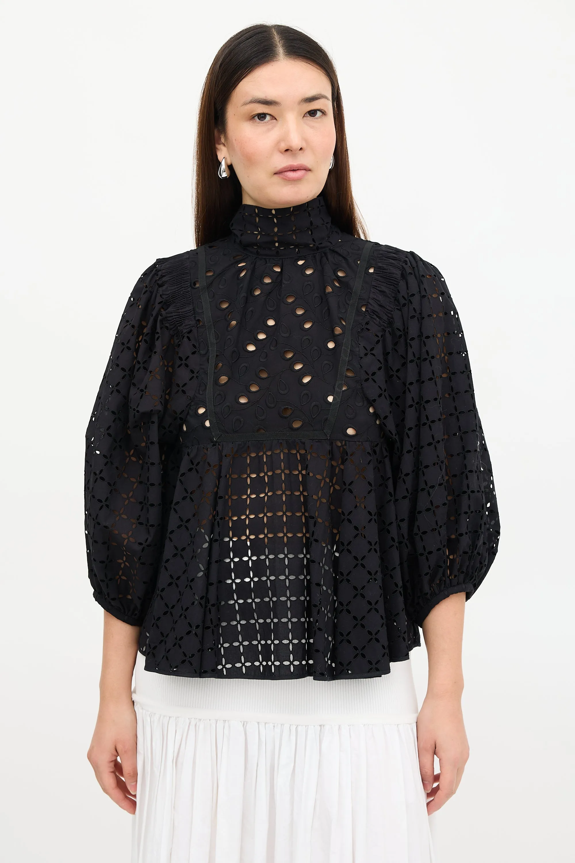 Mock Neck Embroidered Blouse sold by VSP Consignment