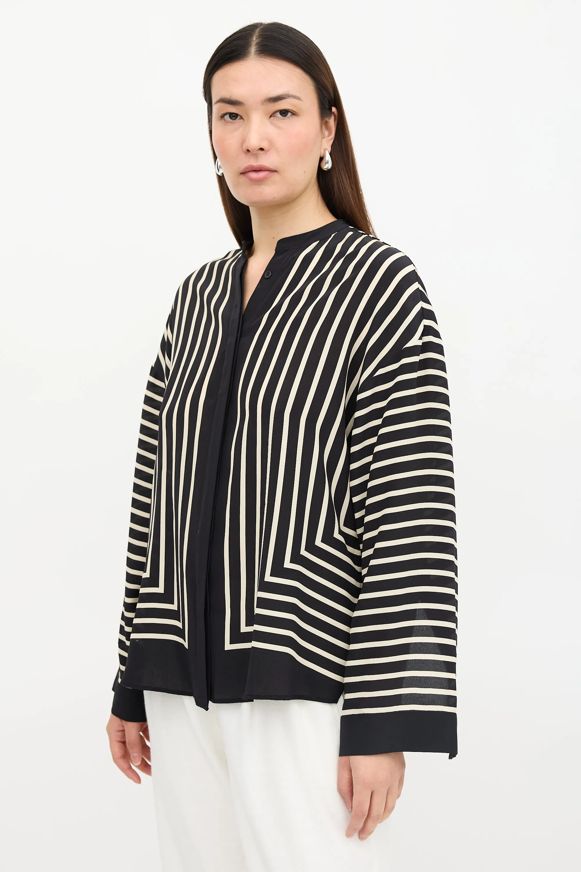 Silk Striped Blouse sold by VSP Consignment product image thumbnail 3