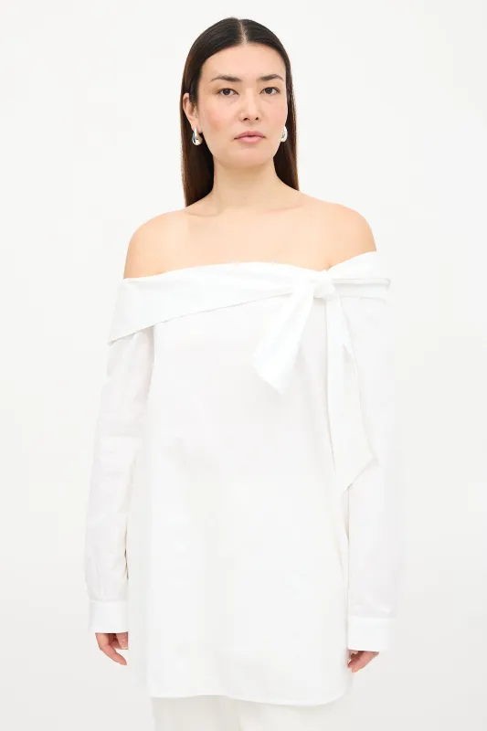 Poplin Off The Shoulder Top made by Tibi