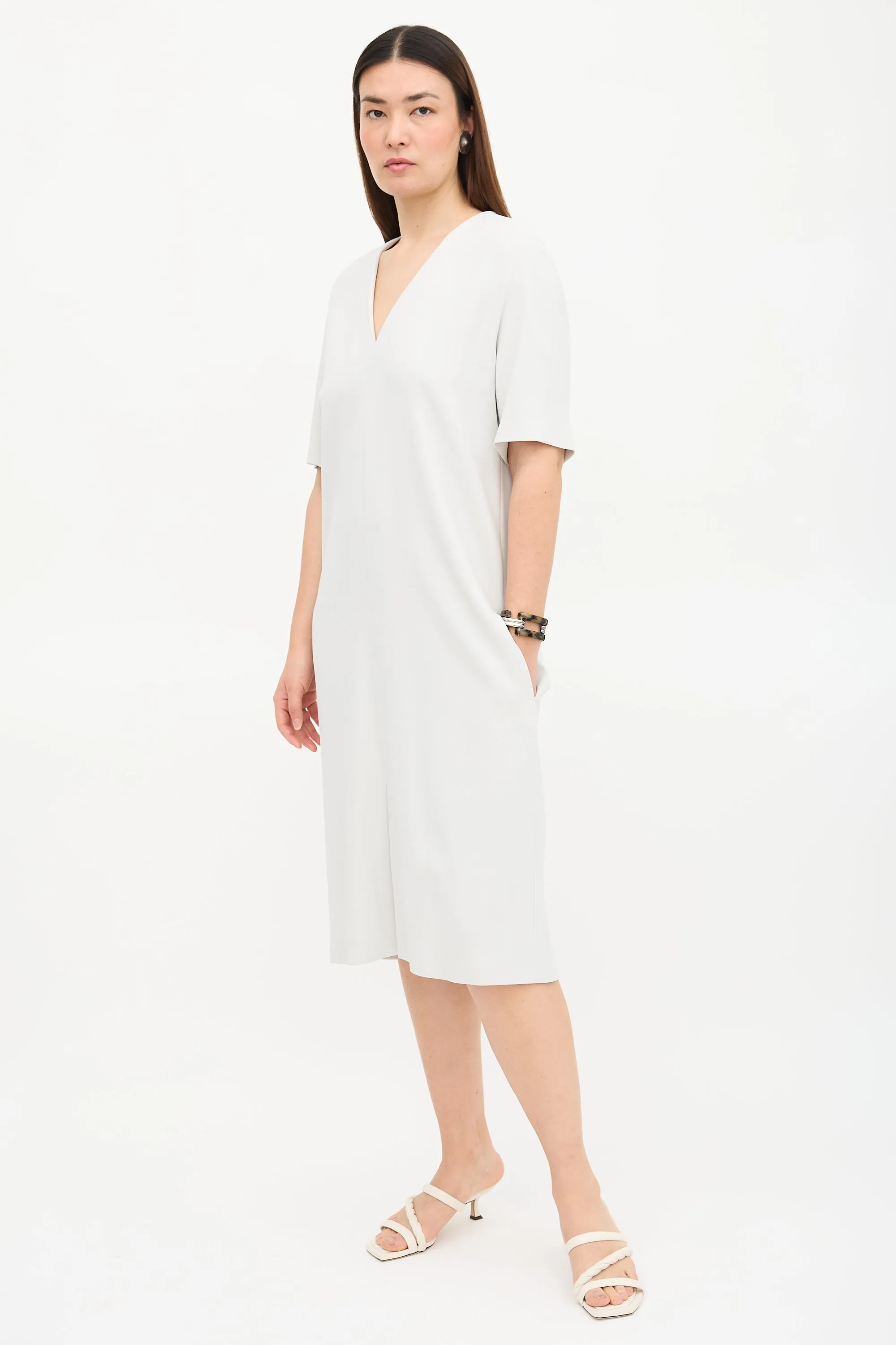 Crepe V-Neck Dress sold by VSP Consignment product image thumbnail 3