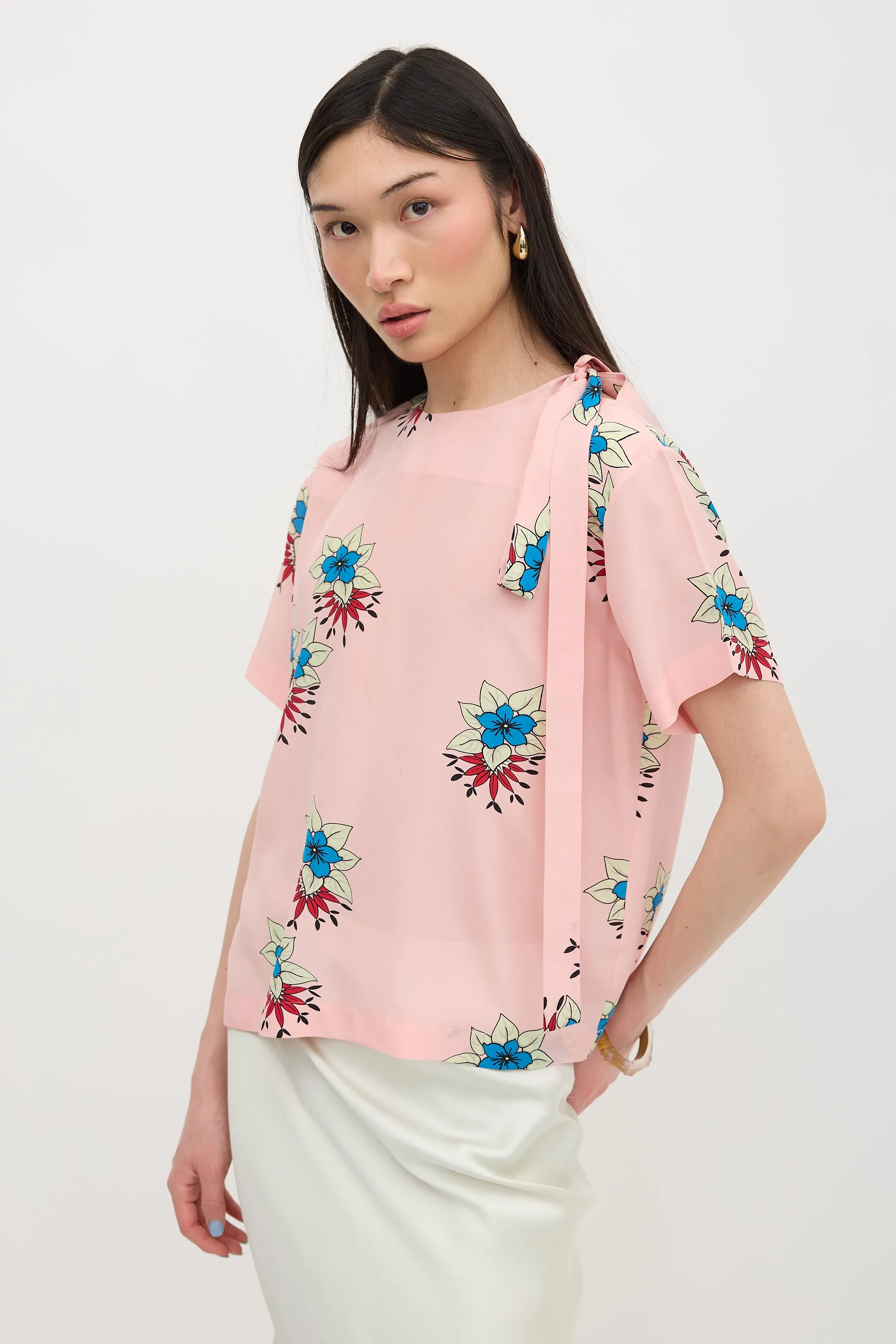 Silk Floral Shoulder Tie Blouse sold by VSP Consignment product image thumbnail 3