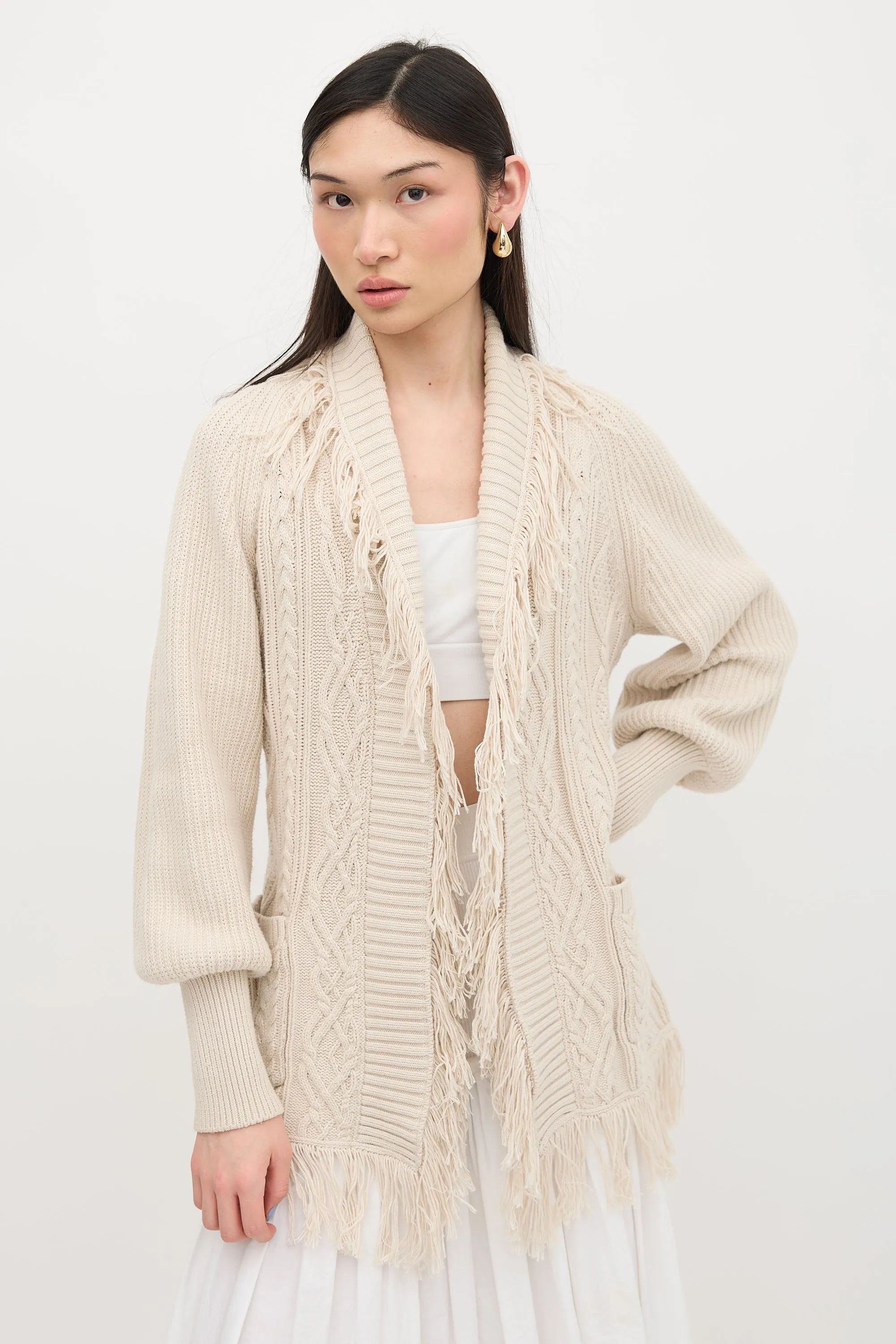 Cable Knit Fringe Cardigan sold by VSP Consignment product image thumbnail 5