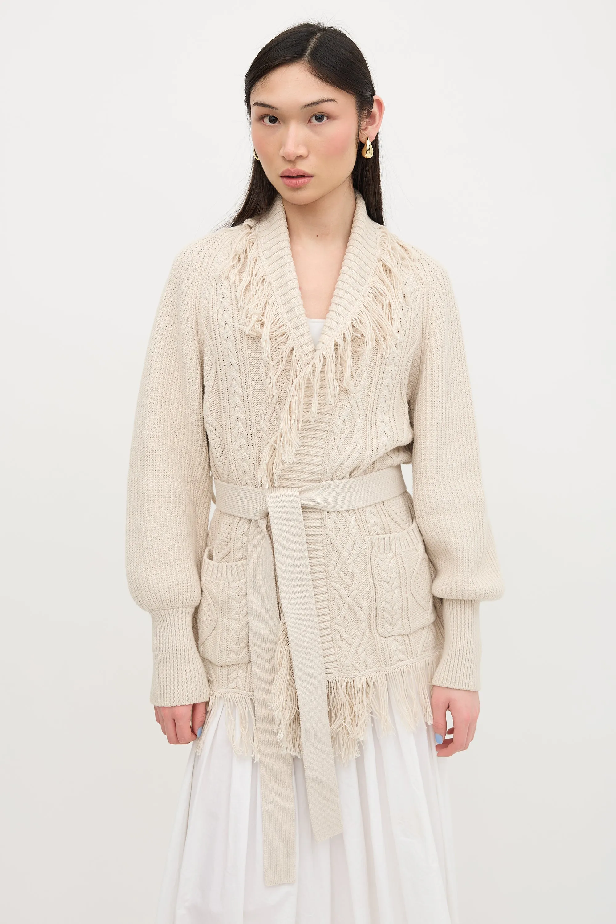 Cable Knit Fringe Cardigan sold by VSP Consignment