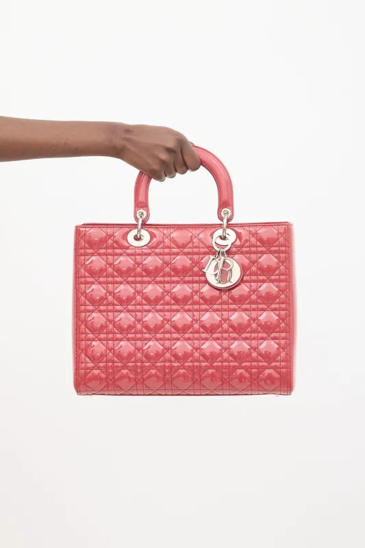 Patent Leather Quilted Lady Dior Large Bag made by Dior