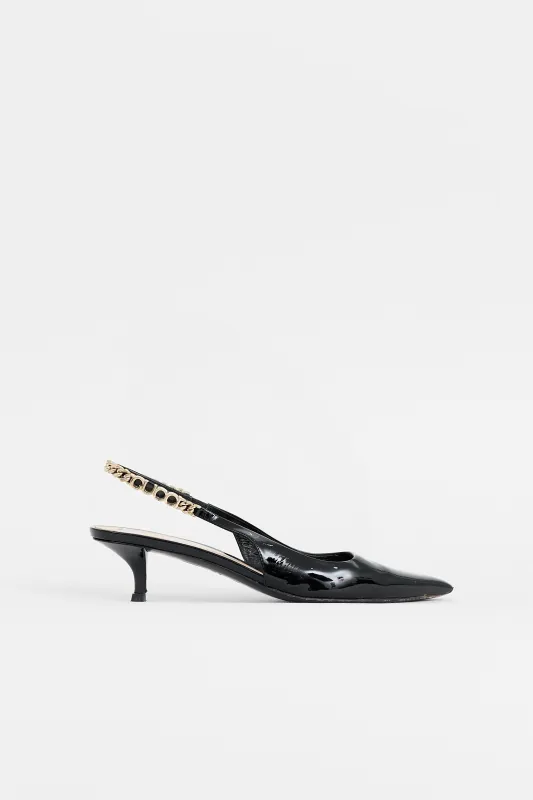 Patent Logo Slingback Pump made by Gucci