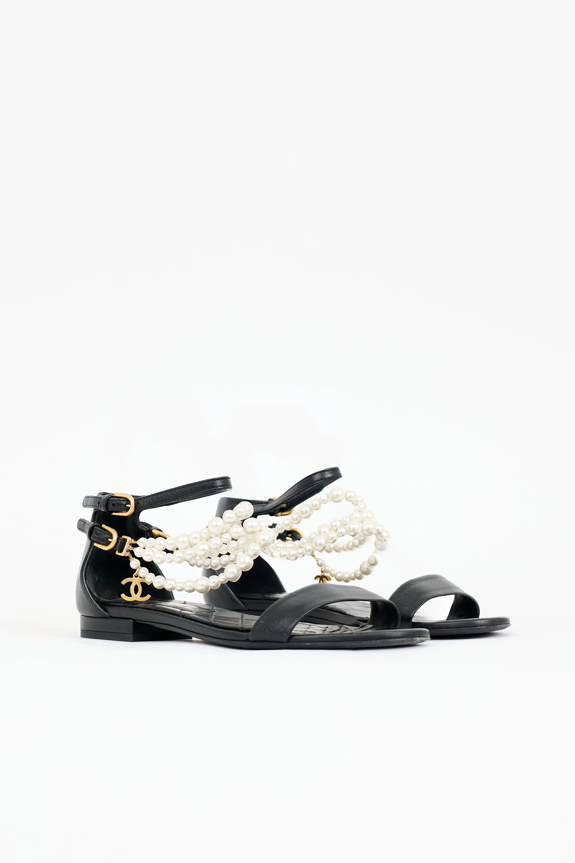 Leather Faux Pearl CC Sandal sold by VSP Consignment product image thumbnail 3
