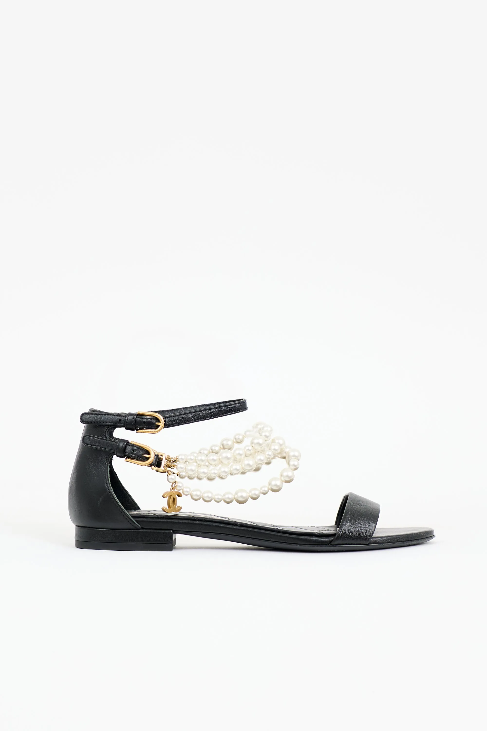 Leather Faux Pearl CC Sandal sold by VSP Consignment