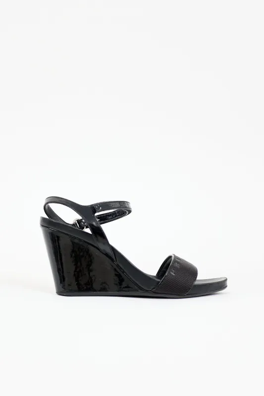 Patent Logo Wedge Sandal sold by VSP Consignment