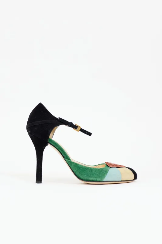 Suede Colour Block Pump made by Etro
