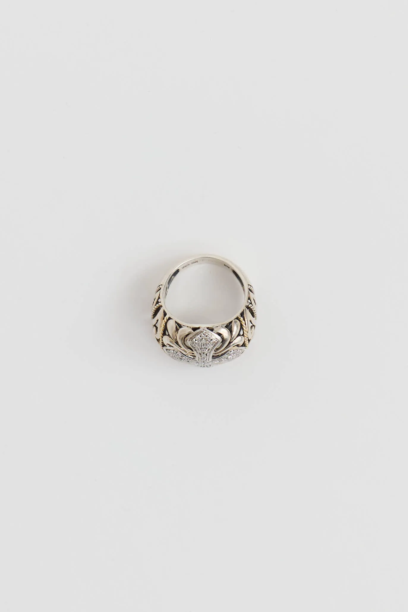 18K Yellow Gold & Sterling Silver Diamond Cross Ring sold by VSP Consignment product image thumbnail 2