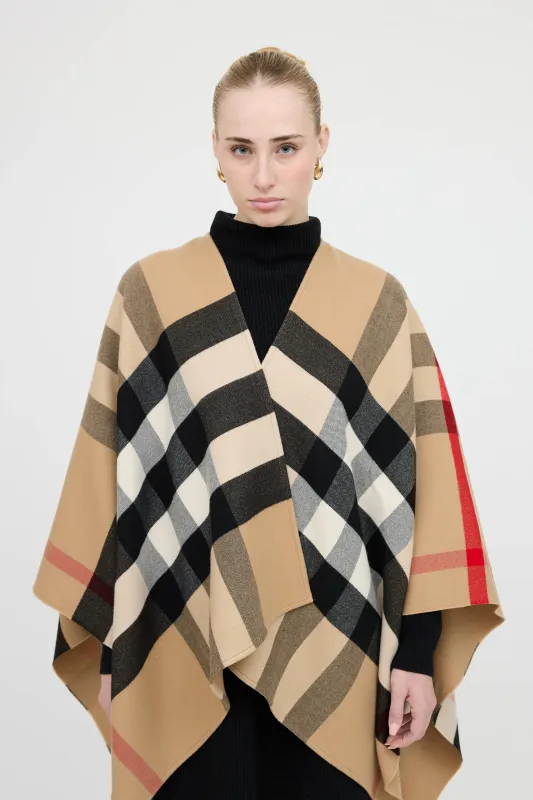 Wool Nova Check Cape made by VSP Consignment