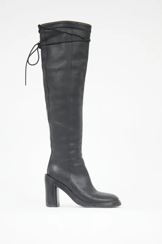 FW 2002 Leather Over The Knee Tie Boot sold by VSP Consignment