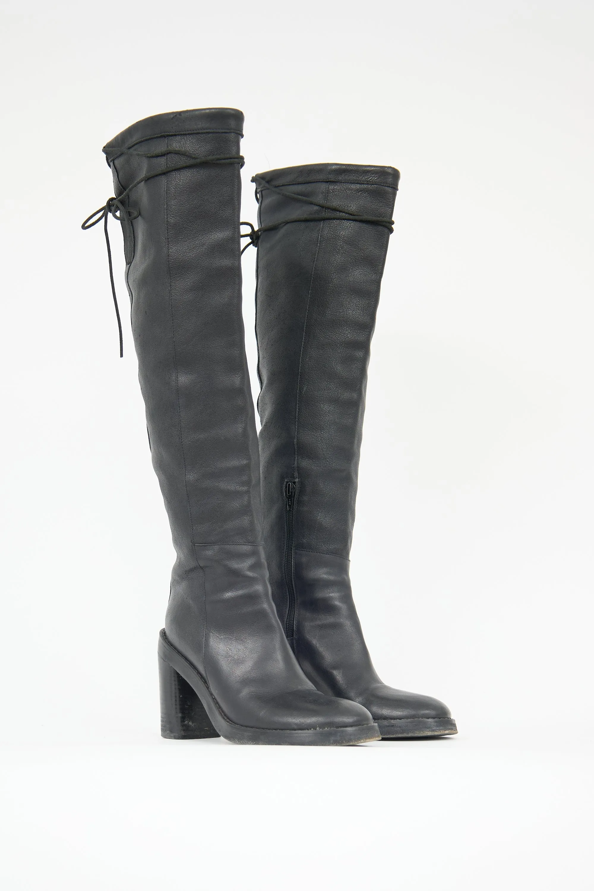 FW 2002 Leather Over The Knee Tie Boot sold by VSP Consignment product image thumbnail 2