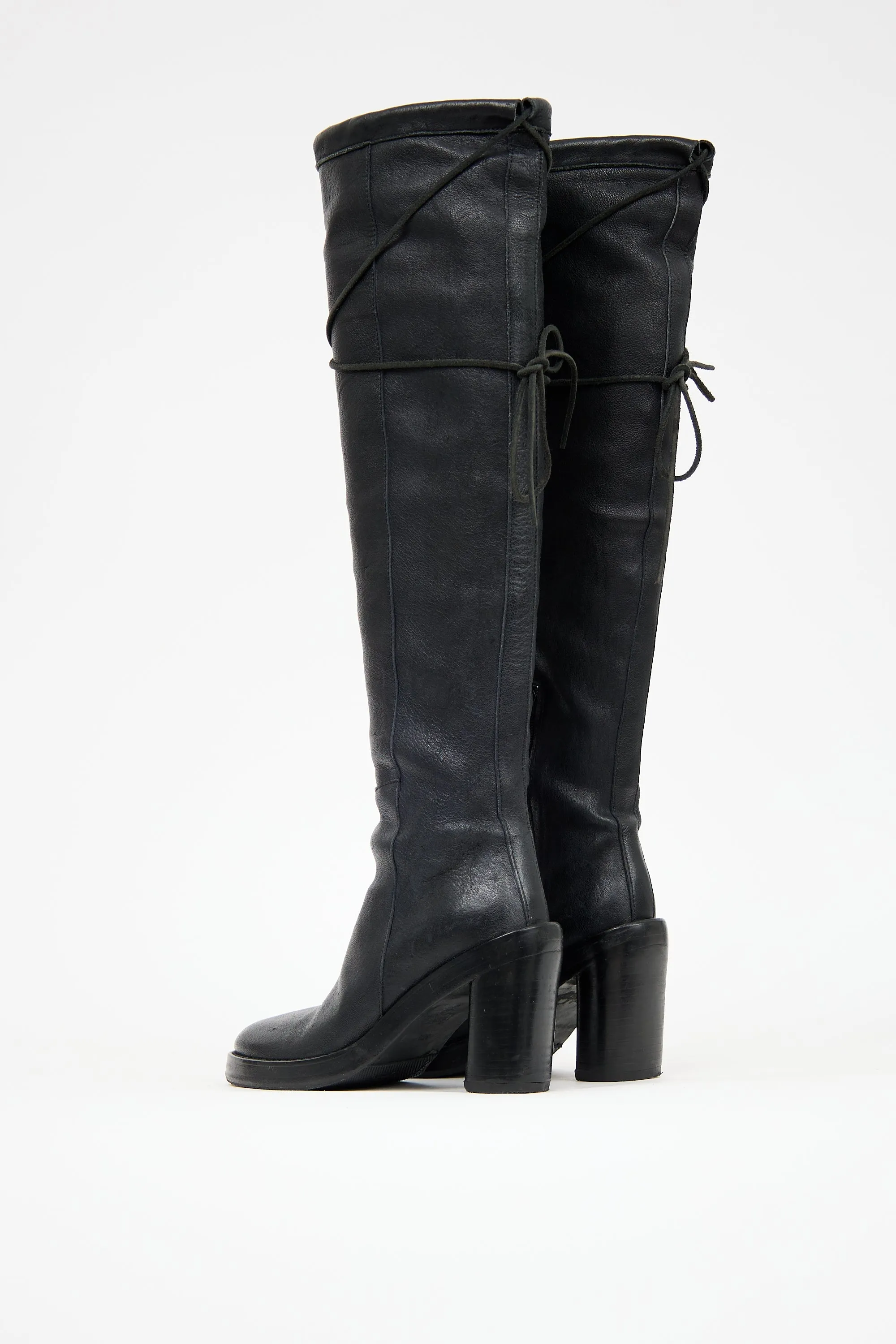 FW 2002 Leather Knee High Tie Boot sold by VSP Consignment product image thumbnail 4