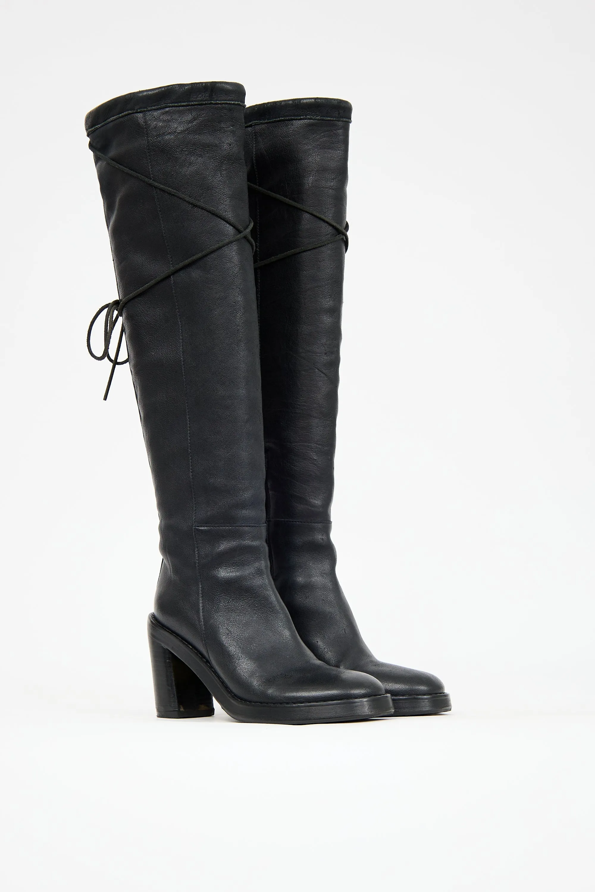 FW 2002 Leather Knee High Tie Boot sold by VSP Consignment product image thumbnail 2