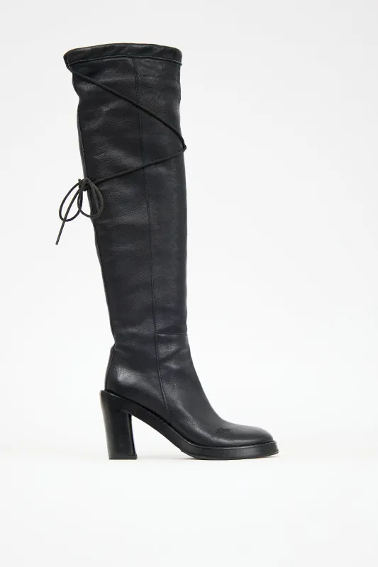 FW 2002 Leather Knee High Tie Boot sold by VSP Consignment