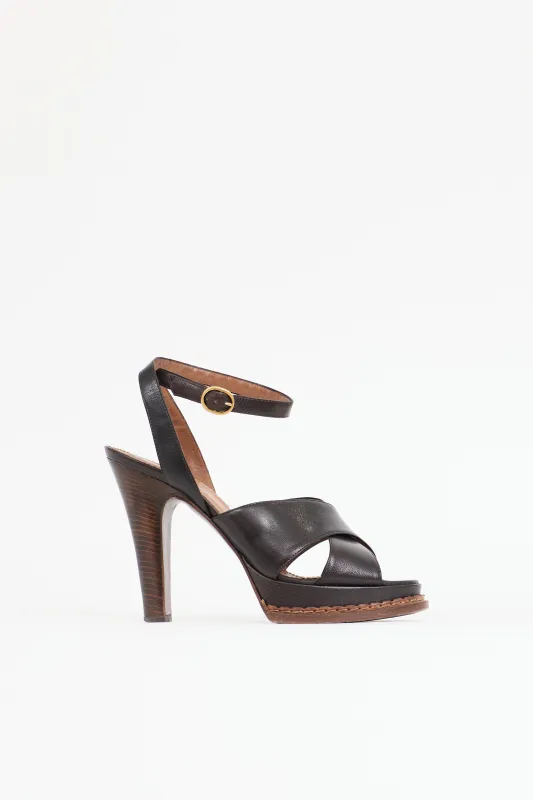Vintage Leather Platform Sandal sold by VSP Consignment