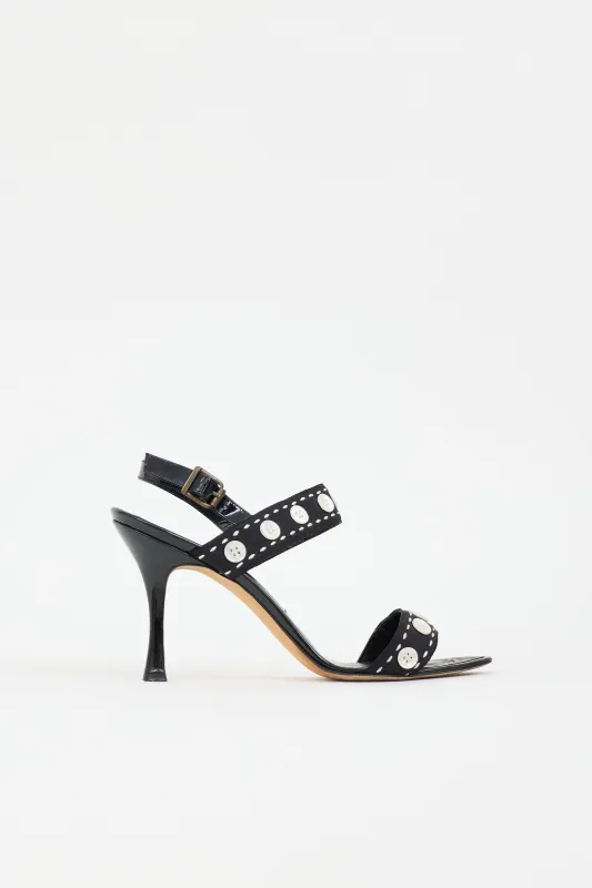 Patent Button Embellished Sandal sold by VSP Consignment