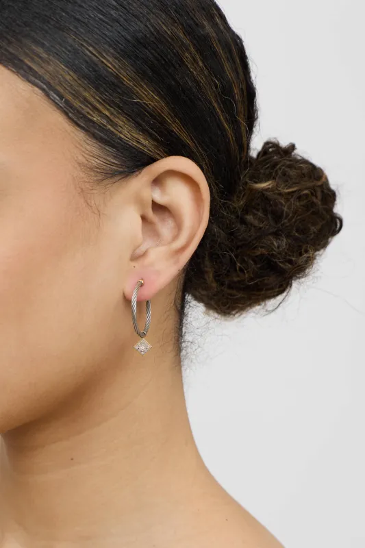 18K Yellow Gold & Diamond Cable Hoop Earrings sold by VSP Consignment