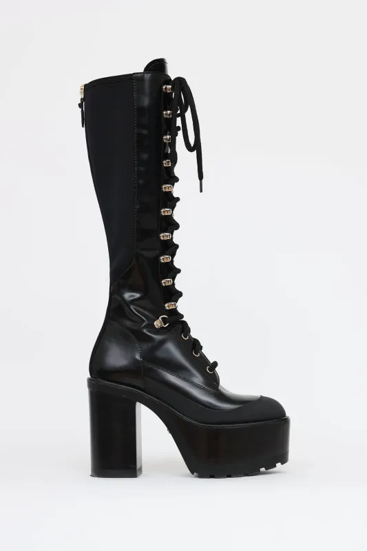 Laceup Platform Boot made by Versace