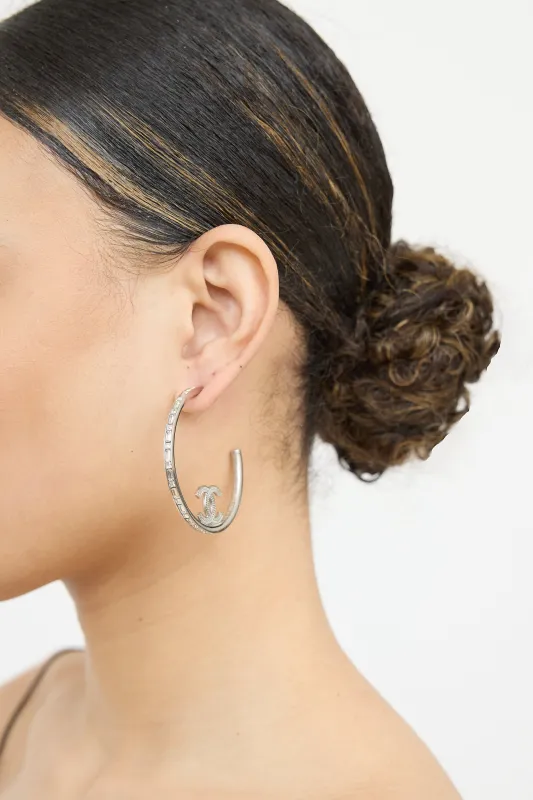 2022 Crystal CC Hoop Earrings made by Chanel
