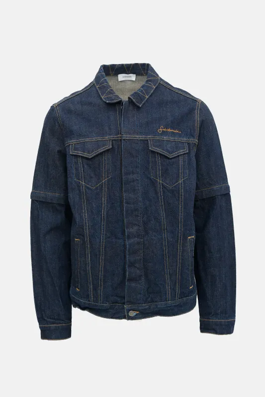 Denim Zip Off Sleeve Jacket made by Saintwoods