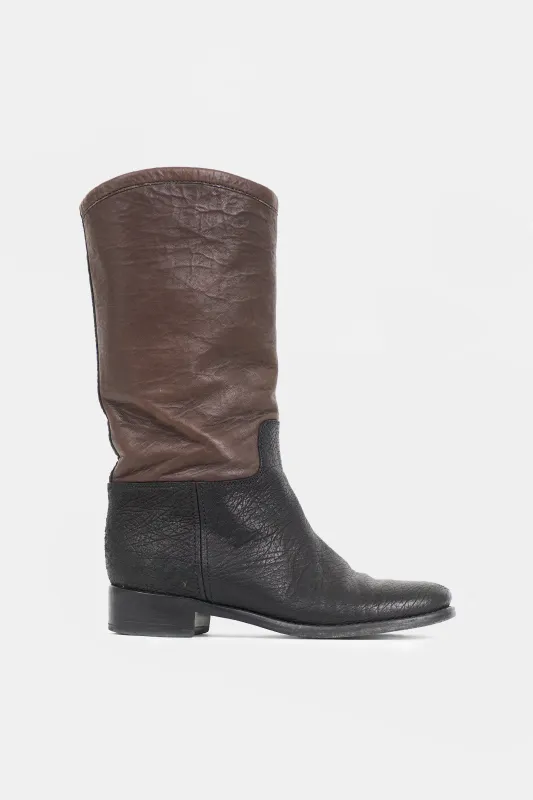 Leather Two Tone CC Boot sold by VSP Consignment