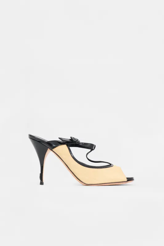 Woven & Patent T-Strap Pump made by Valentino