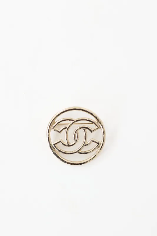 2017 Hammered Metal CC Brooch made by VSP Consignment