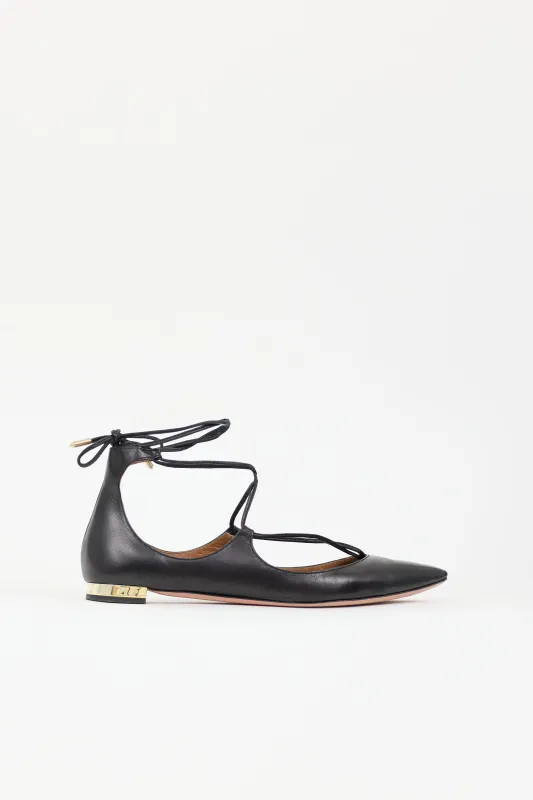 Leather Christy Lace Up Flat made by Aquazzura