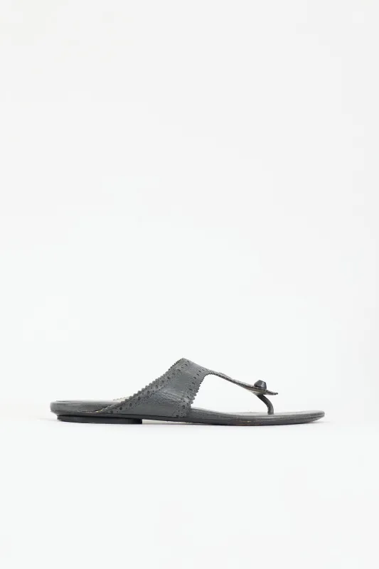 Leather Brogue T-Strap Sandal sold by VSP Consignment
