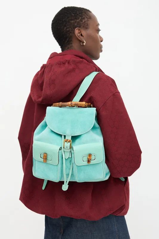 Vintage Suede Bamboo Backpack sold by VSP Consignment