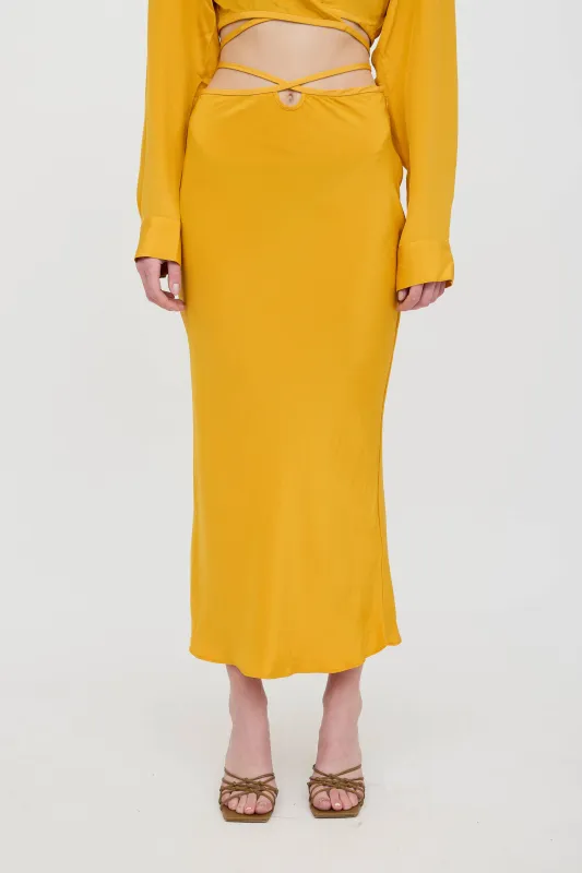 Silk Tie Maxi Skirt sold by VSP Consignment