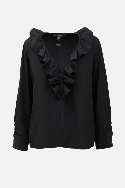 Deep V Ruffle Blouse made by Smythe