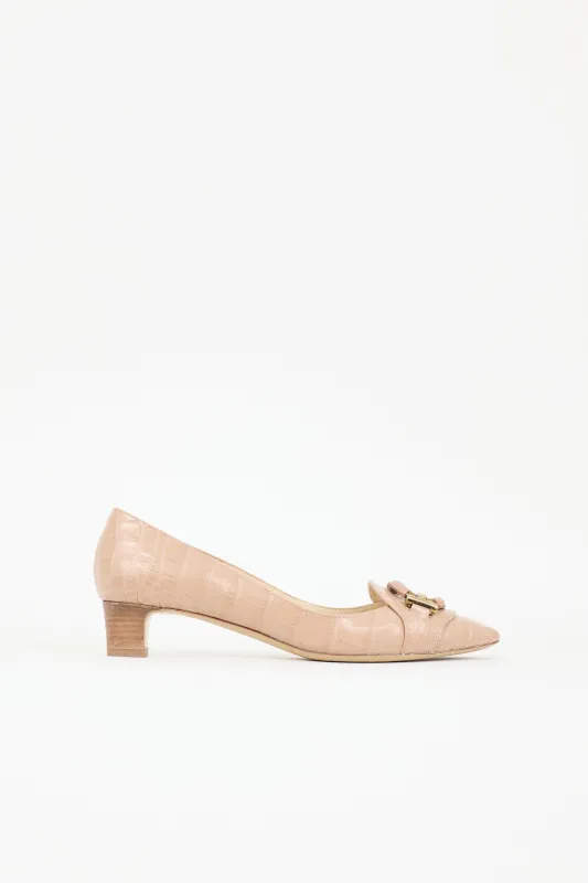 Embossed Leather Buckle Pump made by Tod's