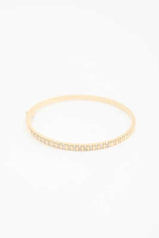 14k Yellow Gold & White Diamond Juli Bangle made by VSP Consignment