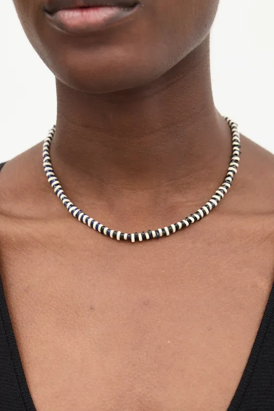Enamelled Sterling Silver Midnight Stripes Necklace made by Adina Reyter