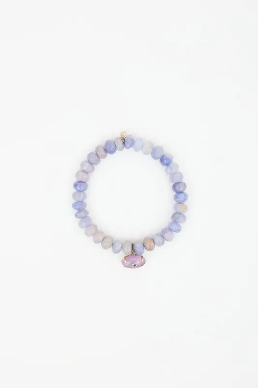 14K Gold & Amethyst Evil Eye Charm Bracelet sold by VSP Consignment