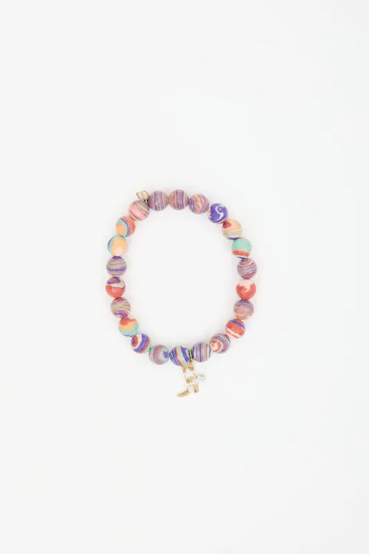 Jasper Bead & 14K Gold Cowboy Boot Bracelet made by Sydney Evan